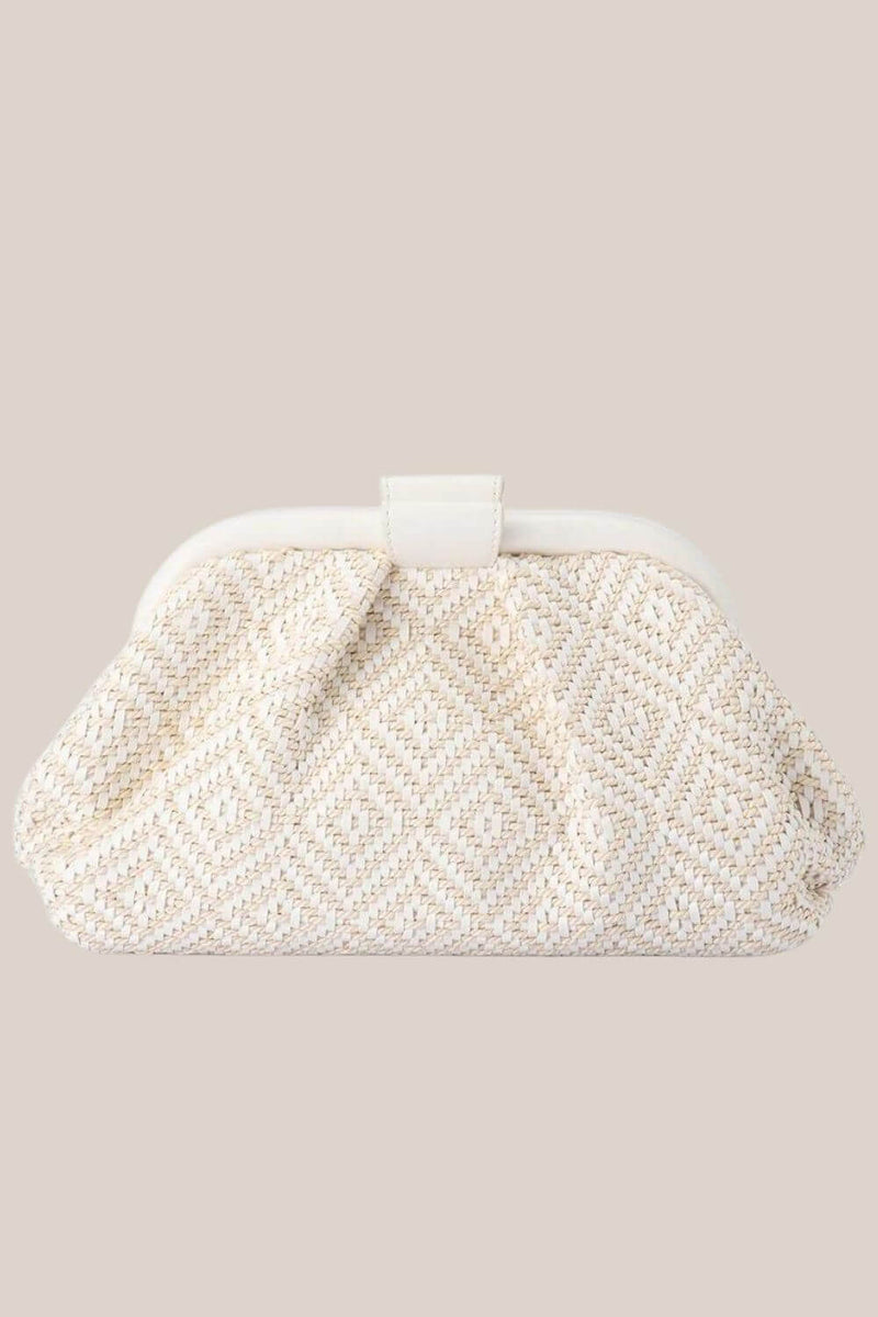 Olga Berg Minki Gathered Woven Clutch