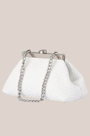 Olga Berg Hanna Woven Straw Clutch