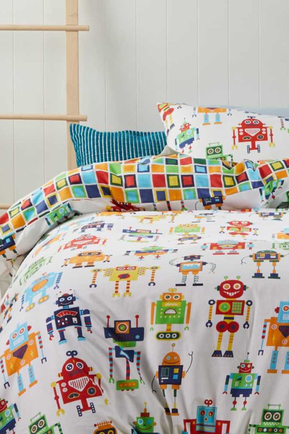 Logan and Mason Robots Quilt Cover Set- Single