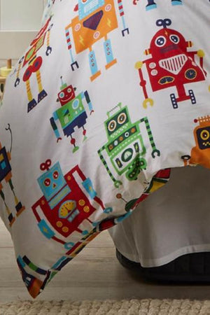 Logan and Mason Robots Quilt Cover Set- Single