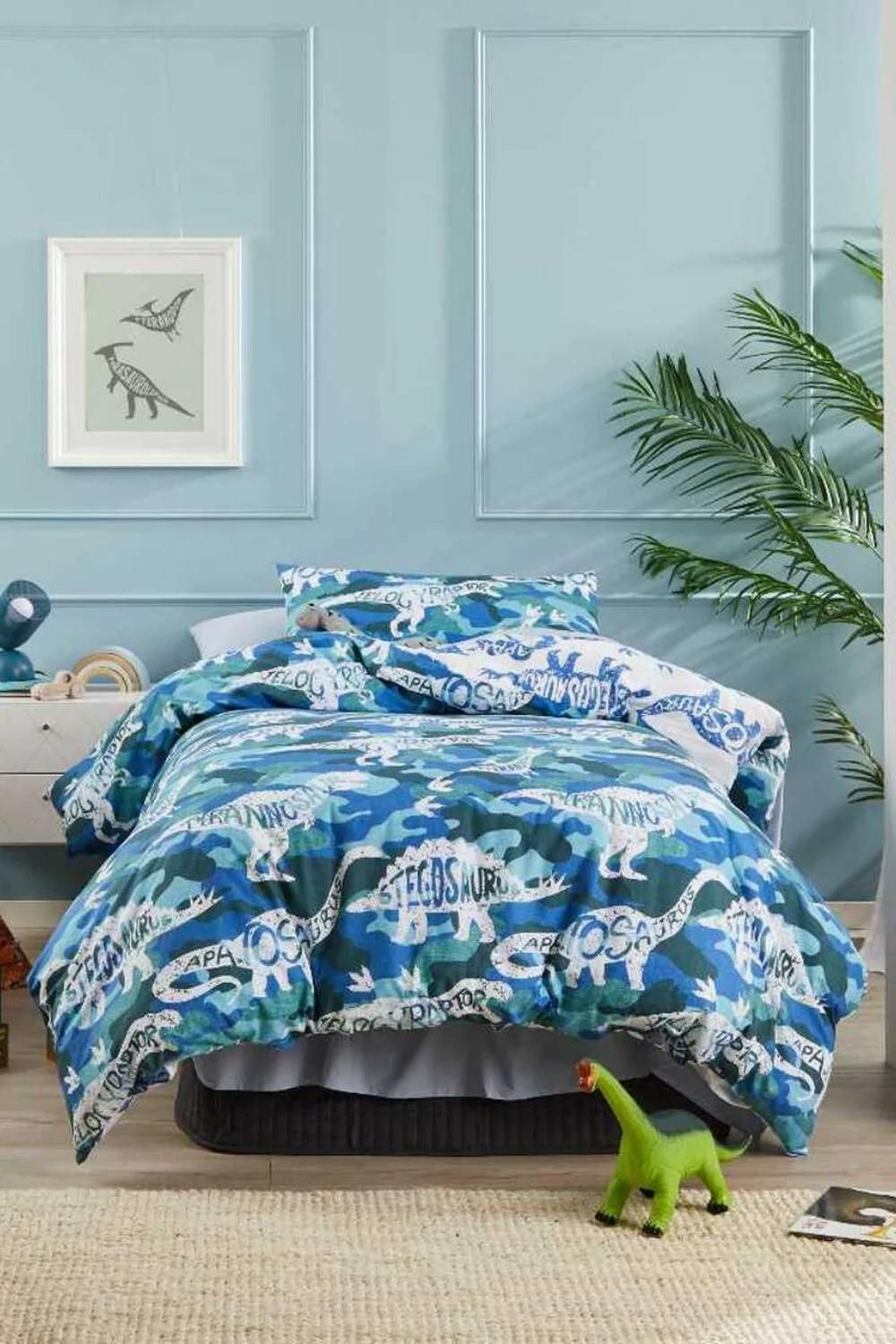 Logan and Mason Camo Dino Quilt Cover Set- Double