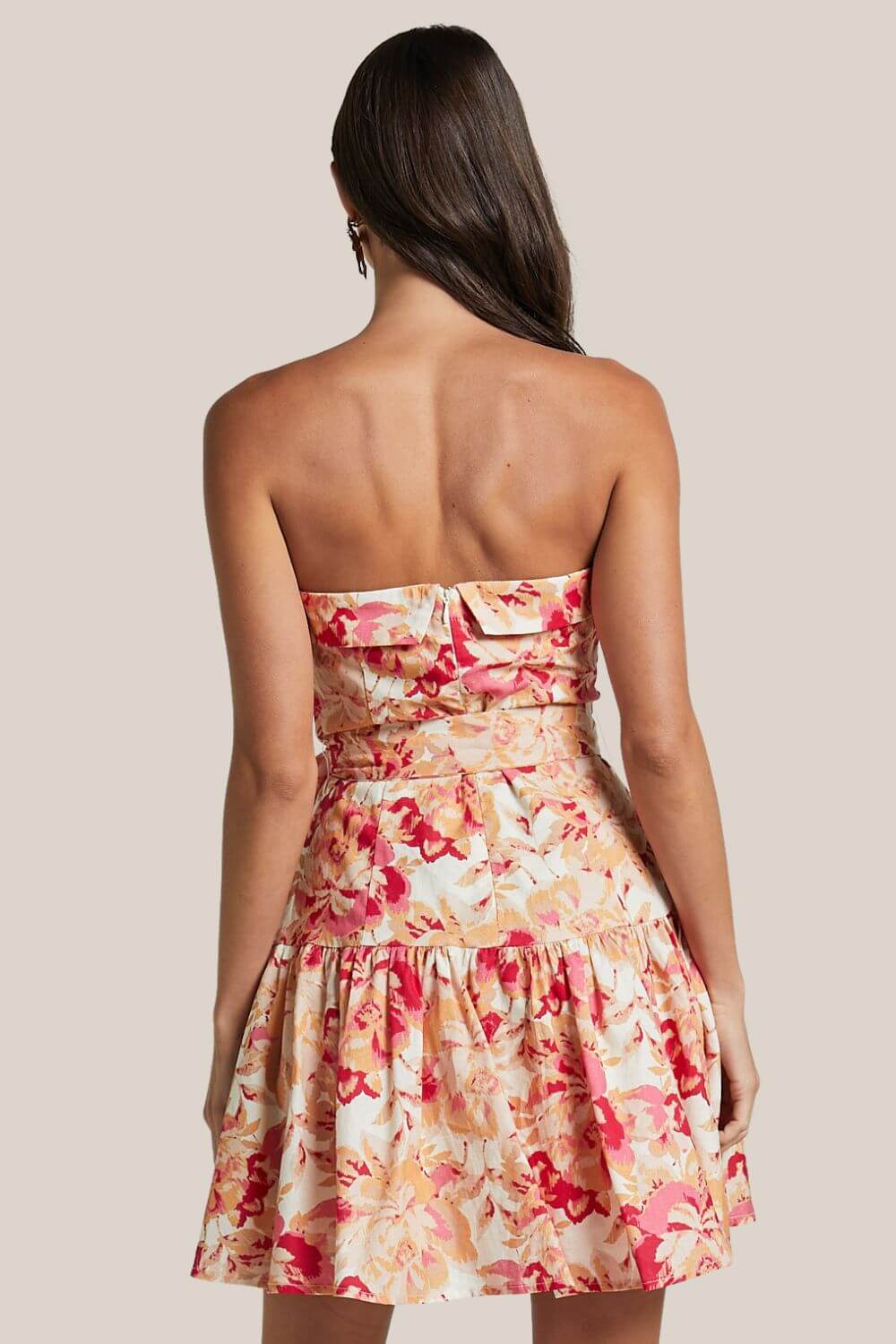 Amalie The Label Simmona Linen Blend Strapless Tie Waist Mini Dress