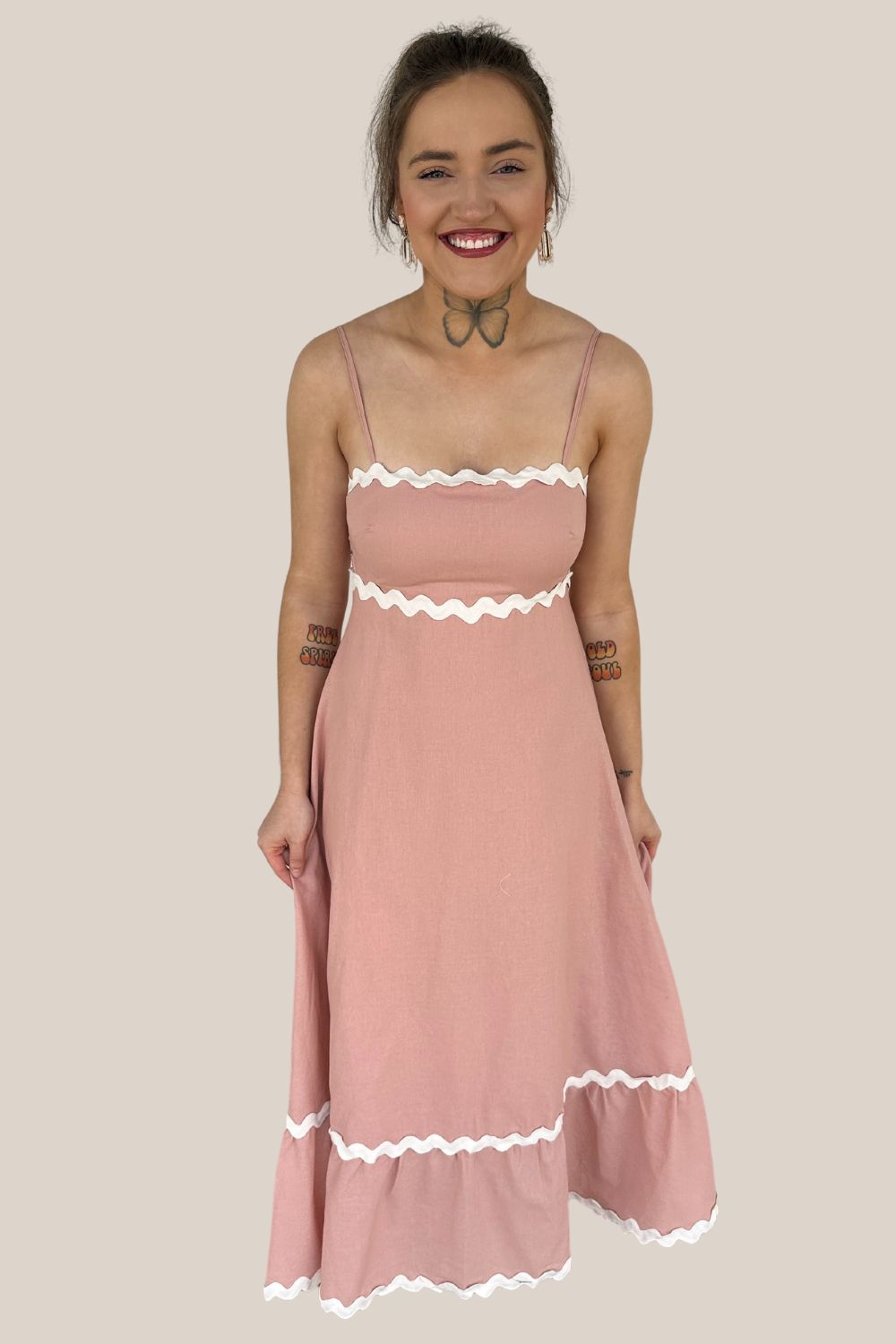 Paradise Trim Detail Midi Dress