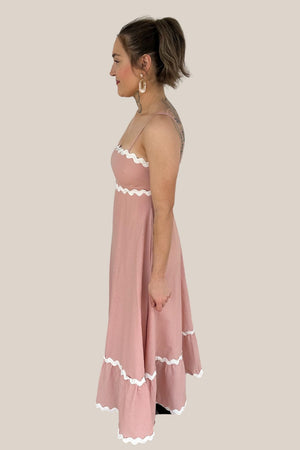 Paradise Trim Detail Midi Dress