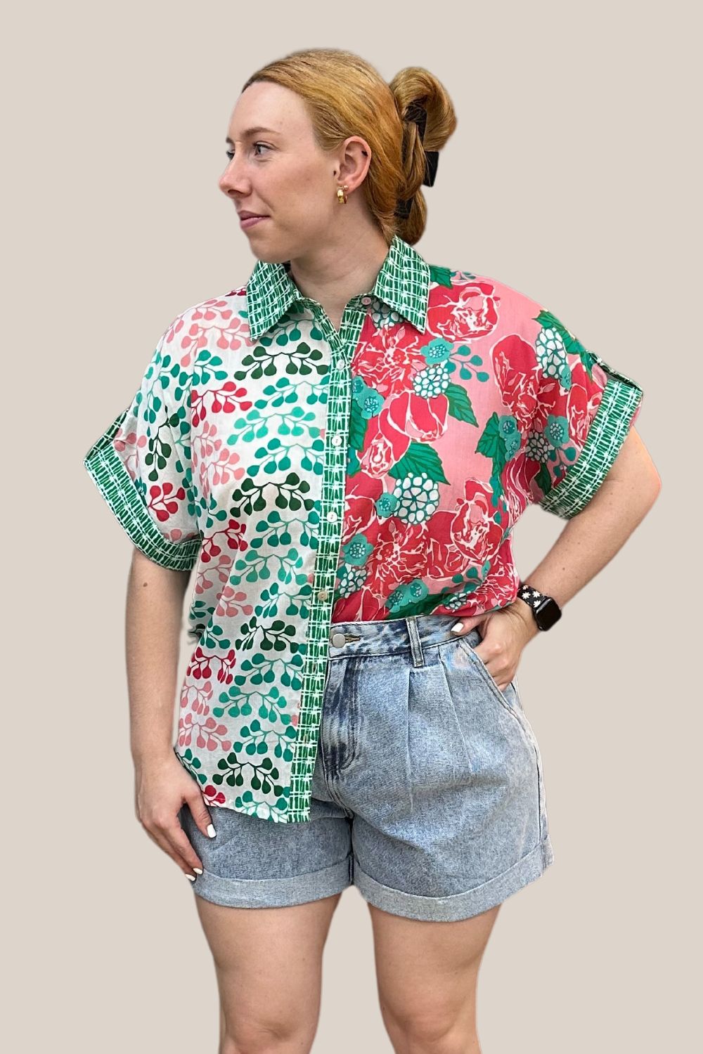 Collectivo Bubblegum Poppy Button Up Shirt