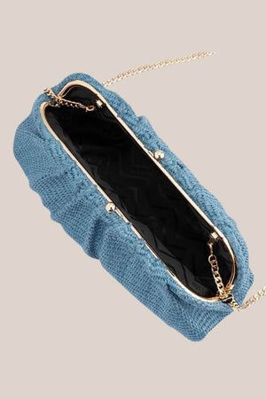 Olga Berg Queenie Gathered Woven Clutch
