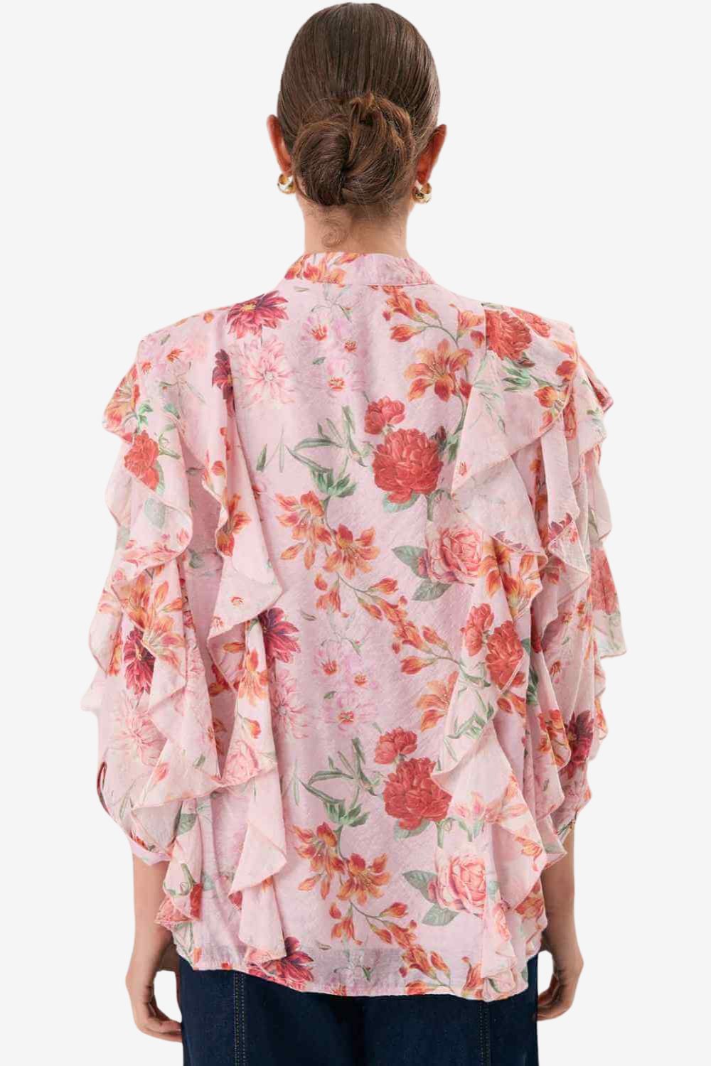 Adorne Rayna Floral Ruffled Shirt