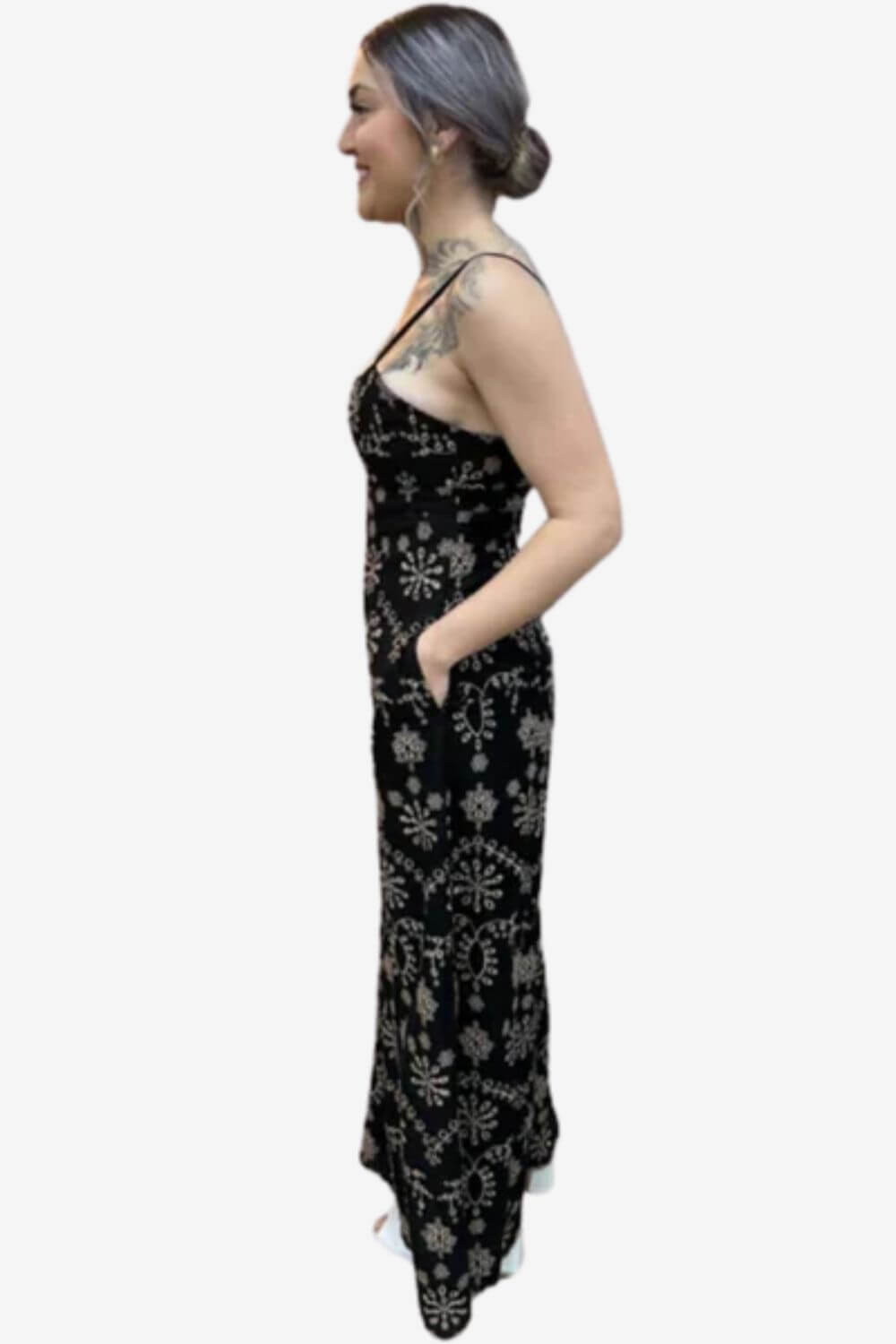 Rose Bullet Oreander Embroidered Jumpsuit