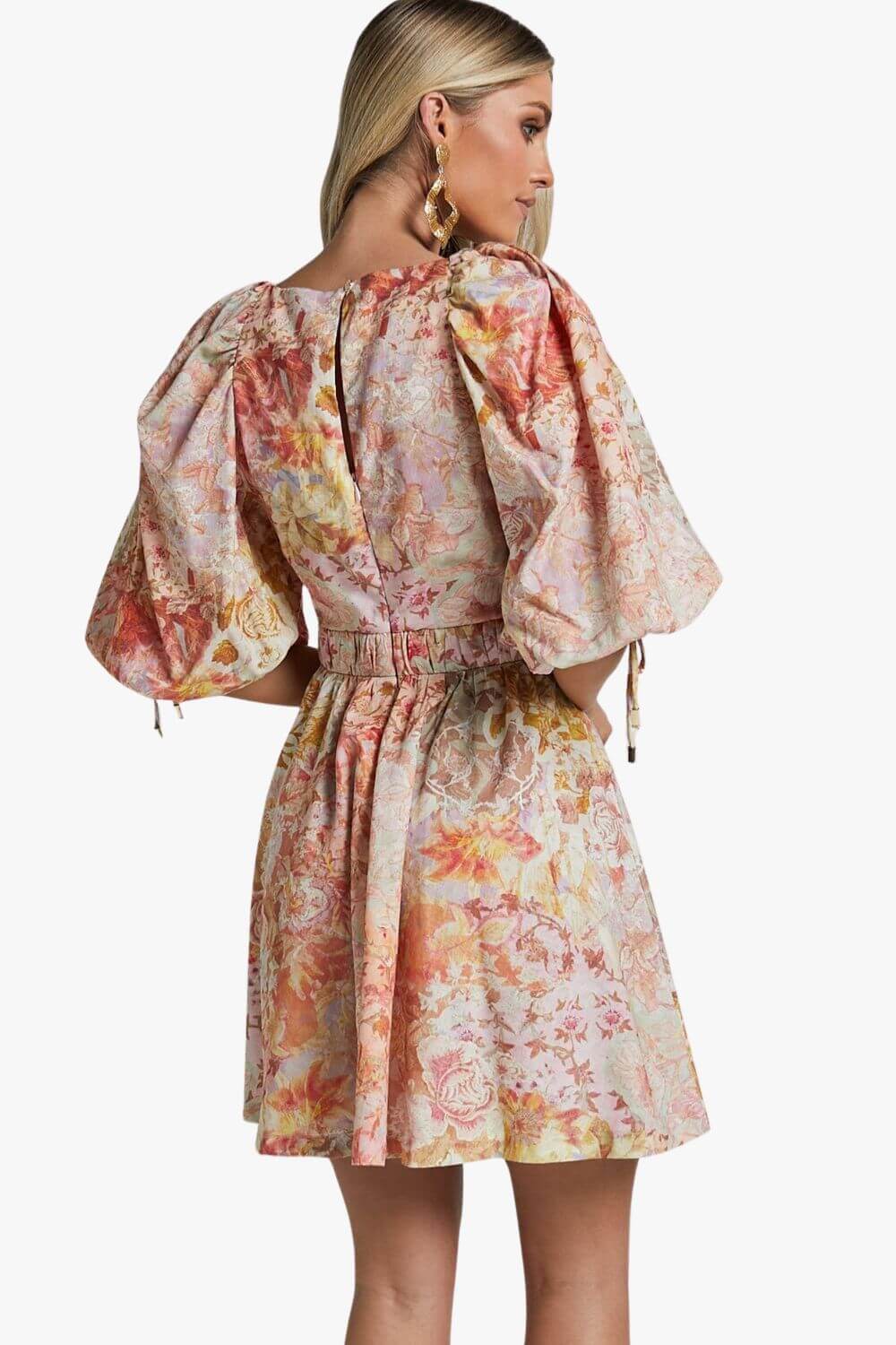 Amalie The Label Movida Linen Blend Balloon Sleeve Mini Dress