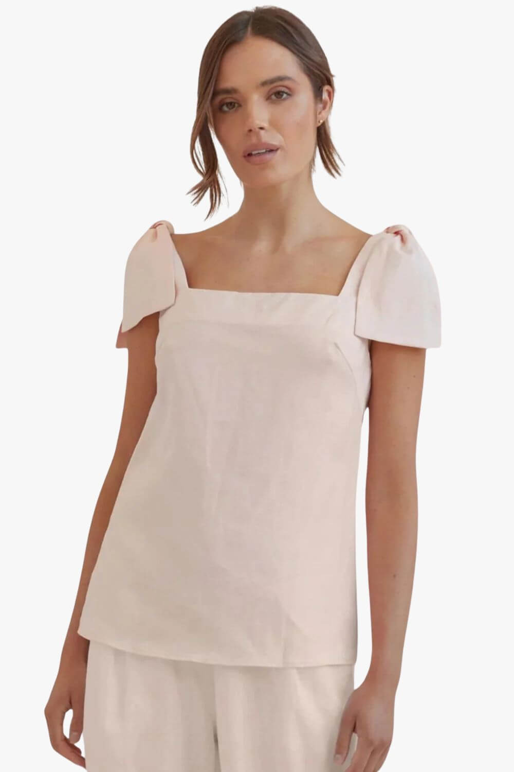 Amelius Mavie Bow Linen Top