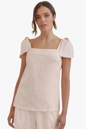 Amelius Mavie Bow Linen Top