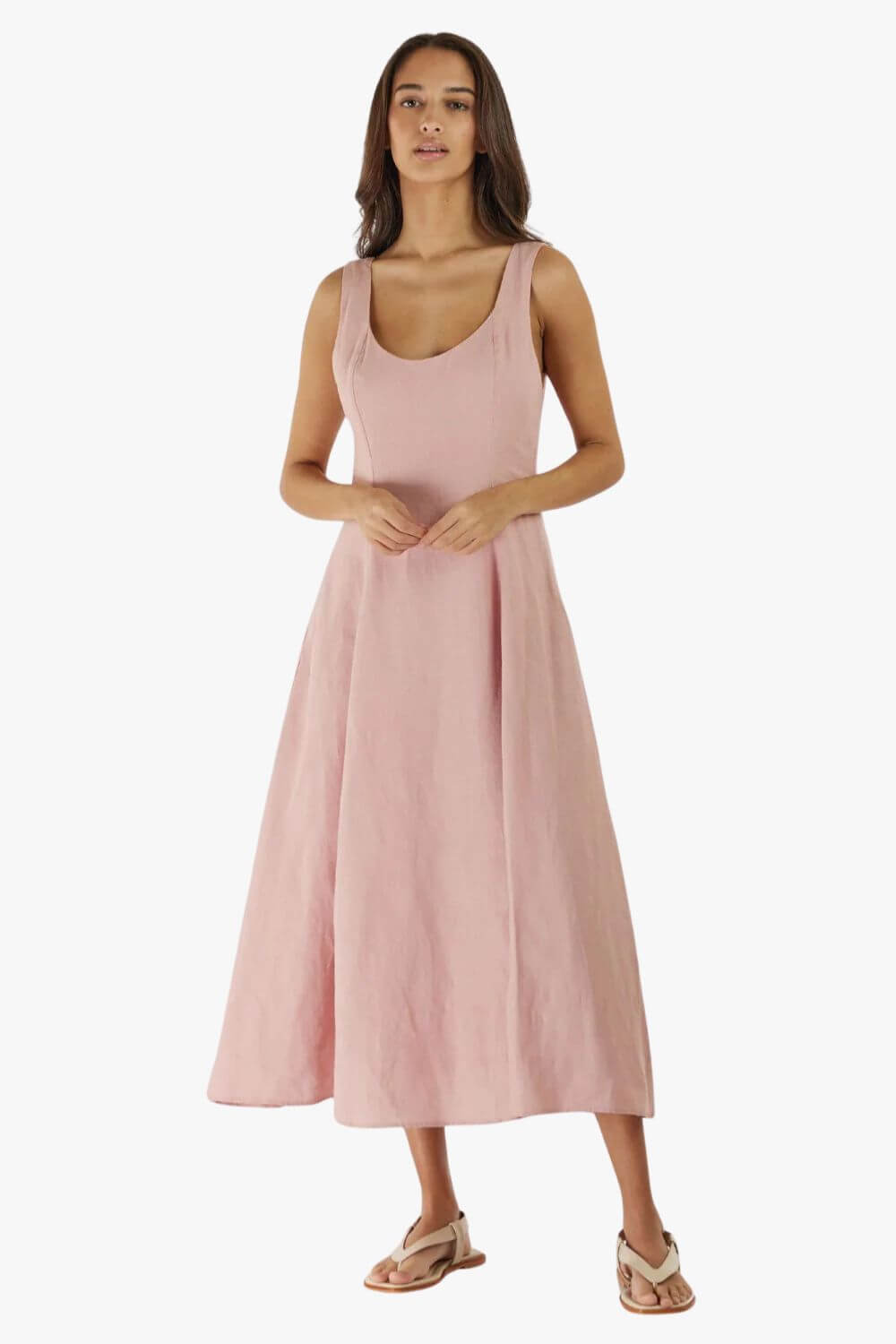 Amelius Anna Paneled Linen Midi Dress