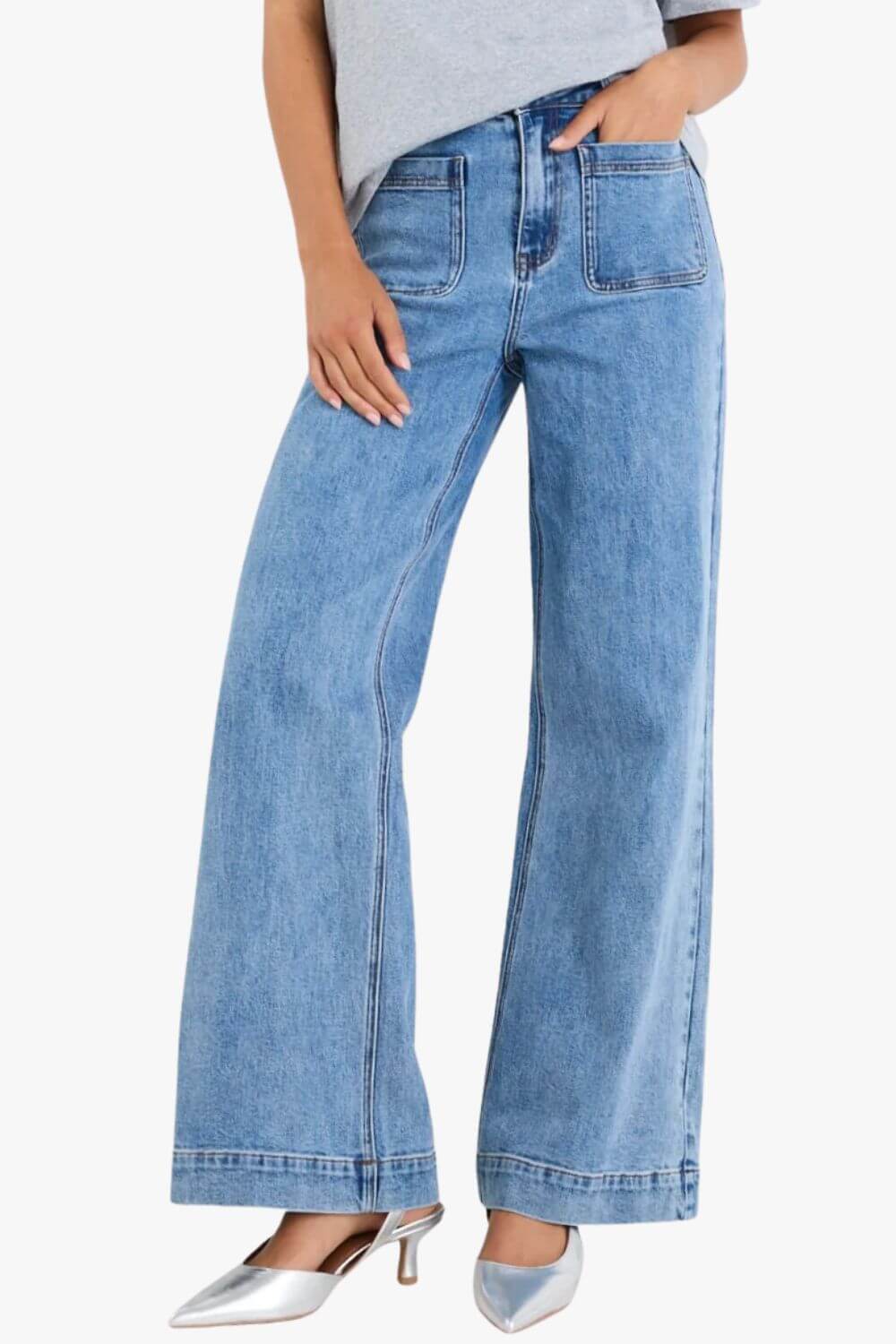 Zoey Blue High Rise Wide Leg Jean Blue 6
