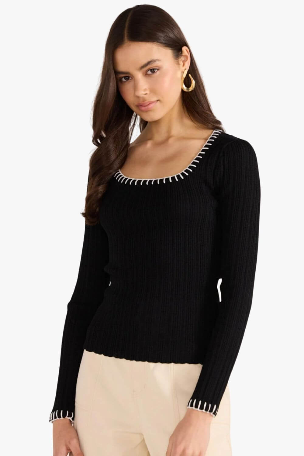 Mink Pink Sana Blanket Stitch Knit Top