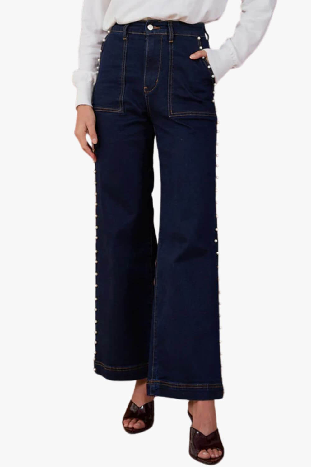 Adorne Evie Pearl Detail Jean