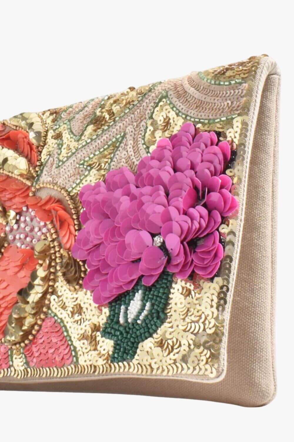 Adorne Claris Sequined Florals Statement Clutch