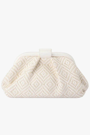 Olga Berg Minki Gathered Woven Clutch