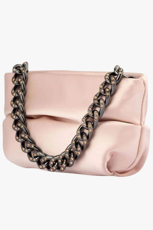 Olga Berg Jules Satin & Crystal Pouch