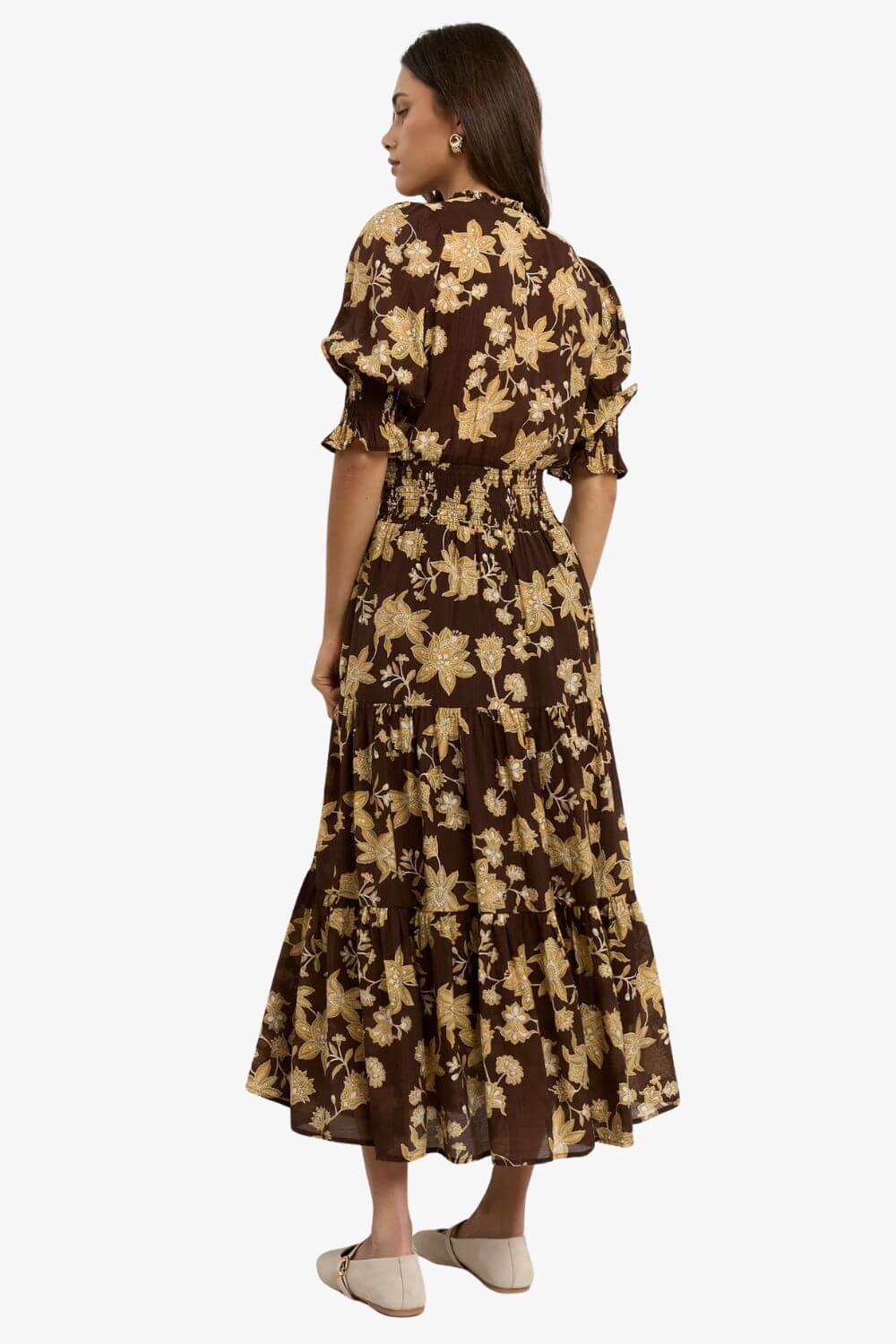 Charlie Floral SS V Neck Tiered Midi Dress