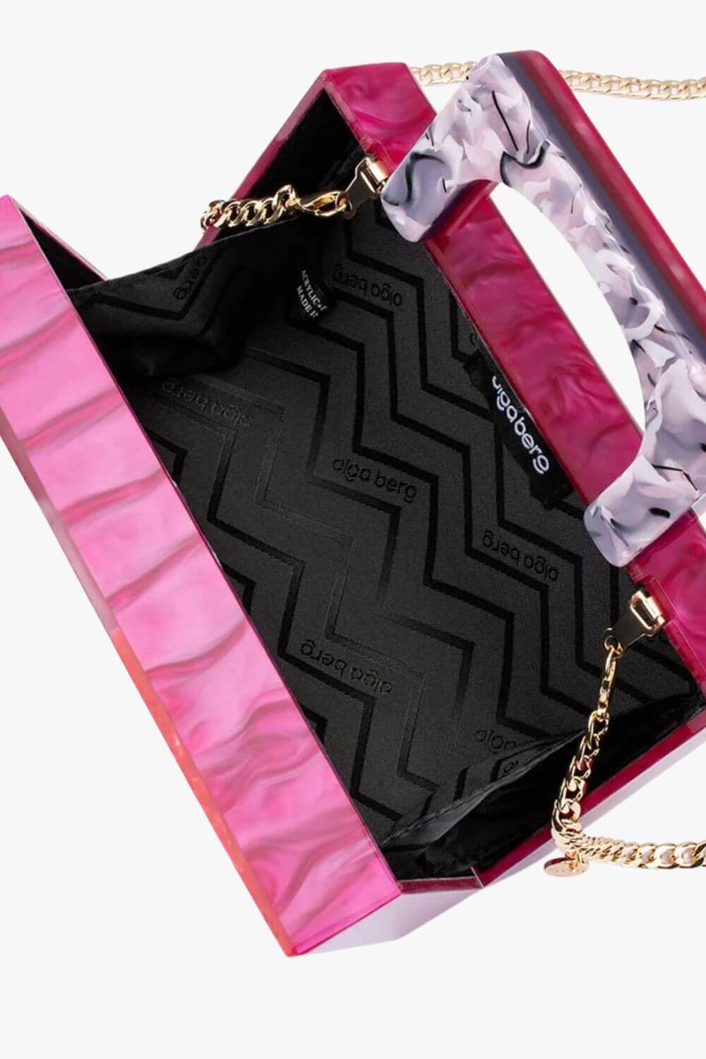 Olga Berg Fleur Acrylic Top Handle Bag