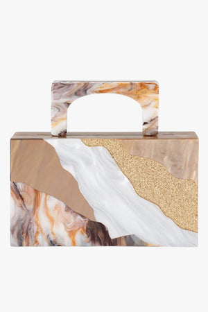 Olga Berg Fleur Acrylic Top Handle Bag