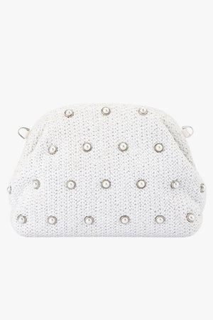 Olga Berg Kaia Studded Woven Clutch