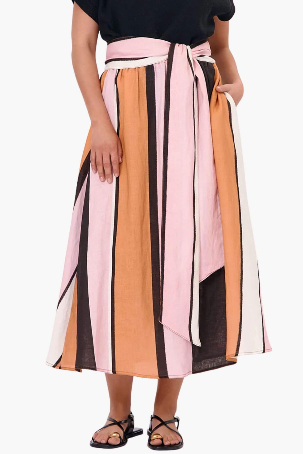 Adorne Angelina Linen Midi Skirt