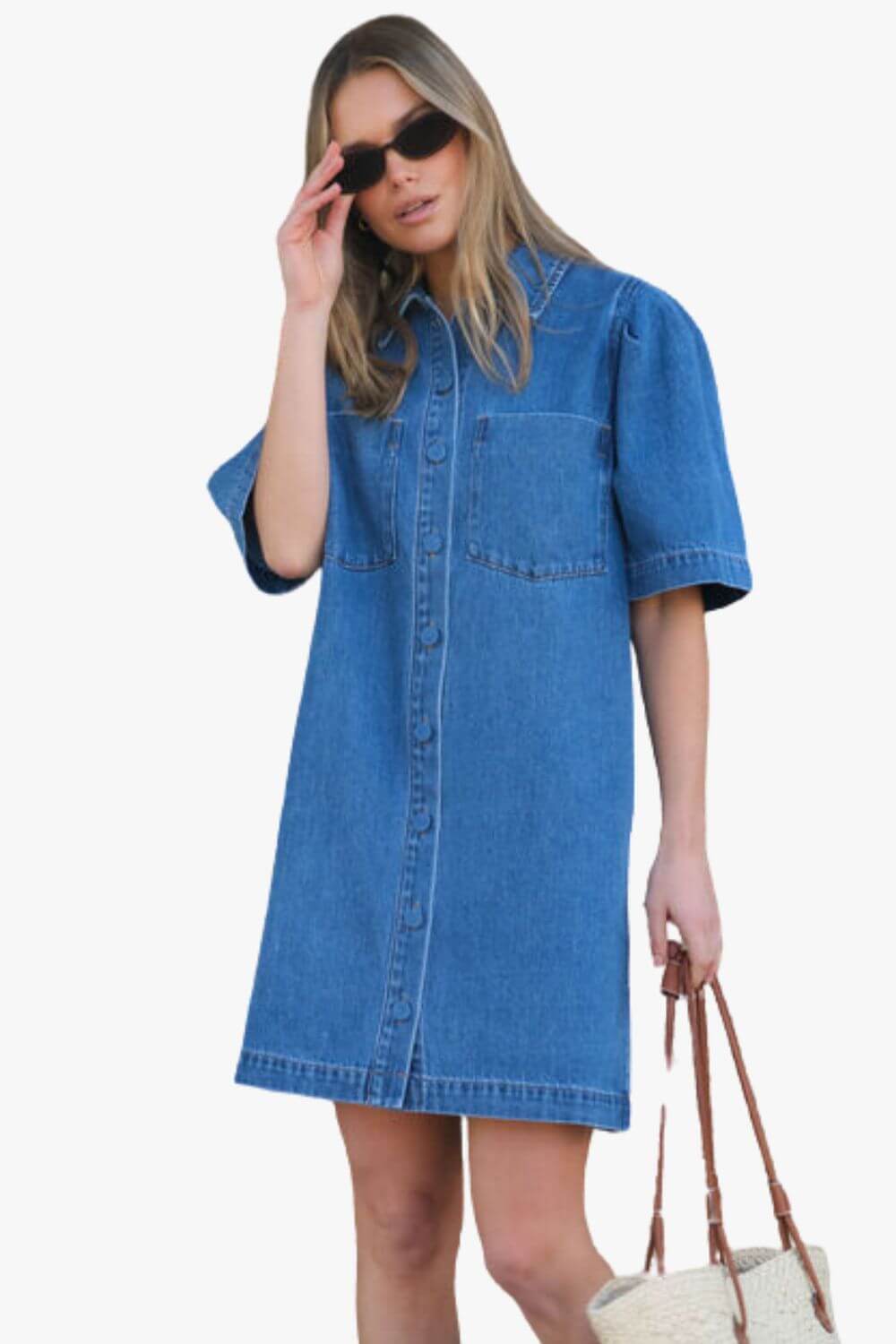 Ceres Life Dylan Pleat Sleeve Boxy Dress