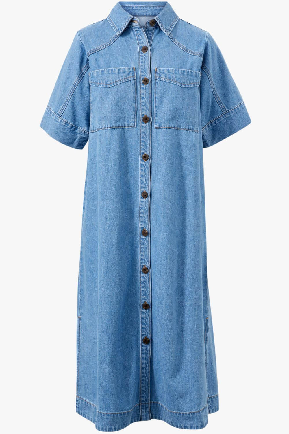 Ceres Life Short Sleeve Yoke Detail Midi Dress