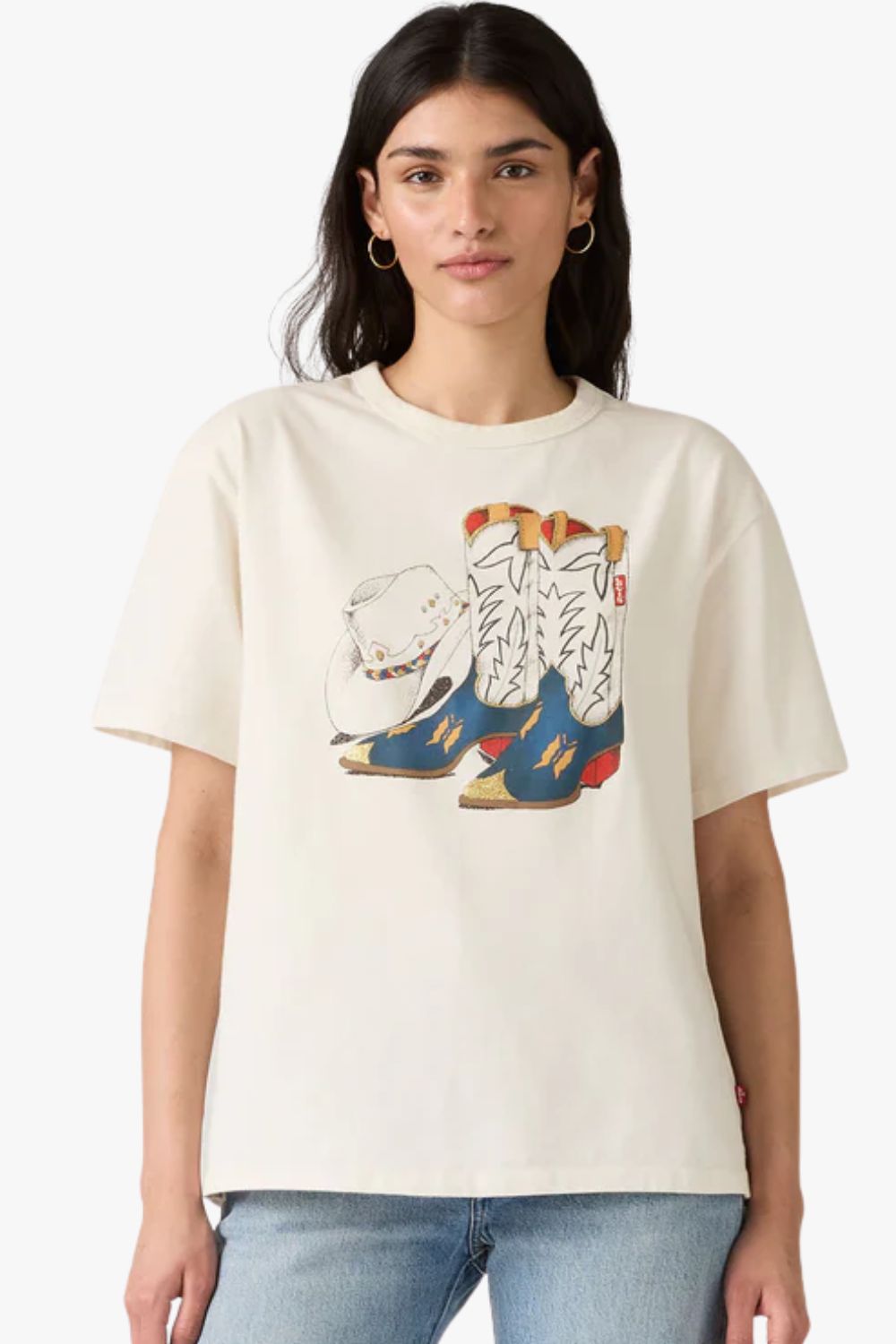 Levis Womens Graphic Cowboy Boot and Hat T-Shirt