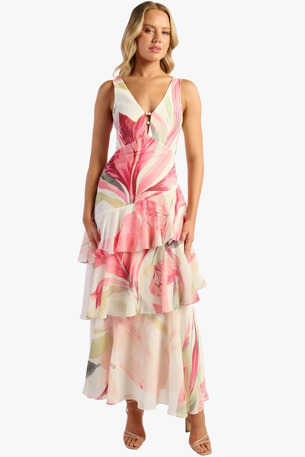 Oasis Floral Tiered Hem Dress