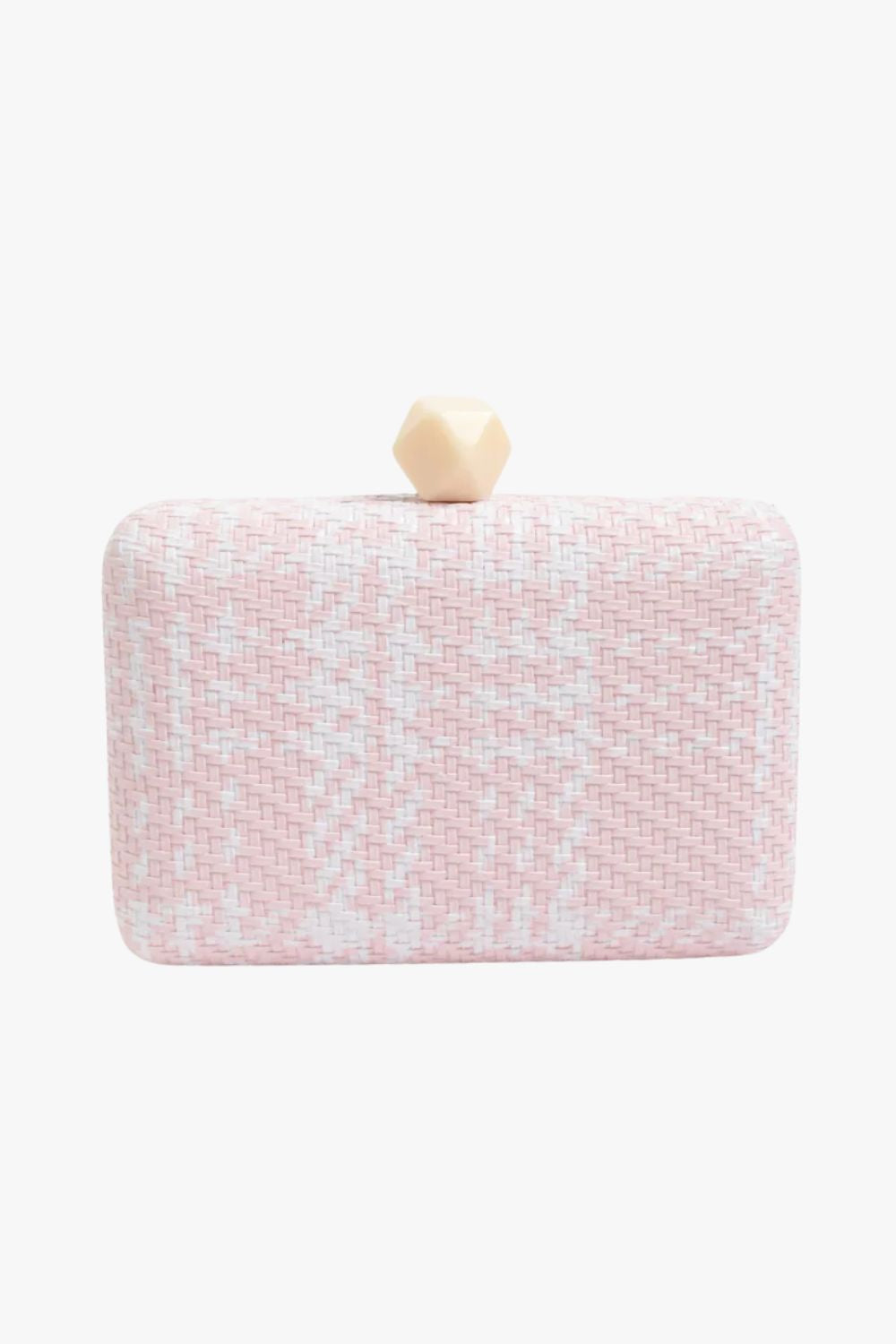 Adorne Janey Faux Weave Check Structure Clutch