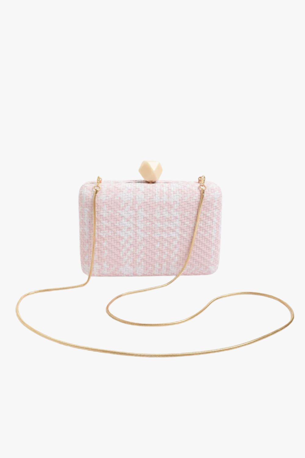 Adorne Janey Faux Weave Check Structure Clutch