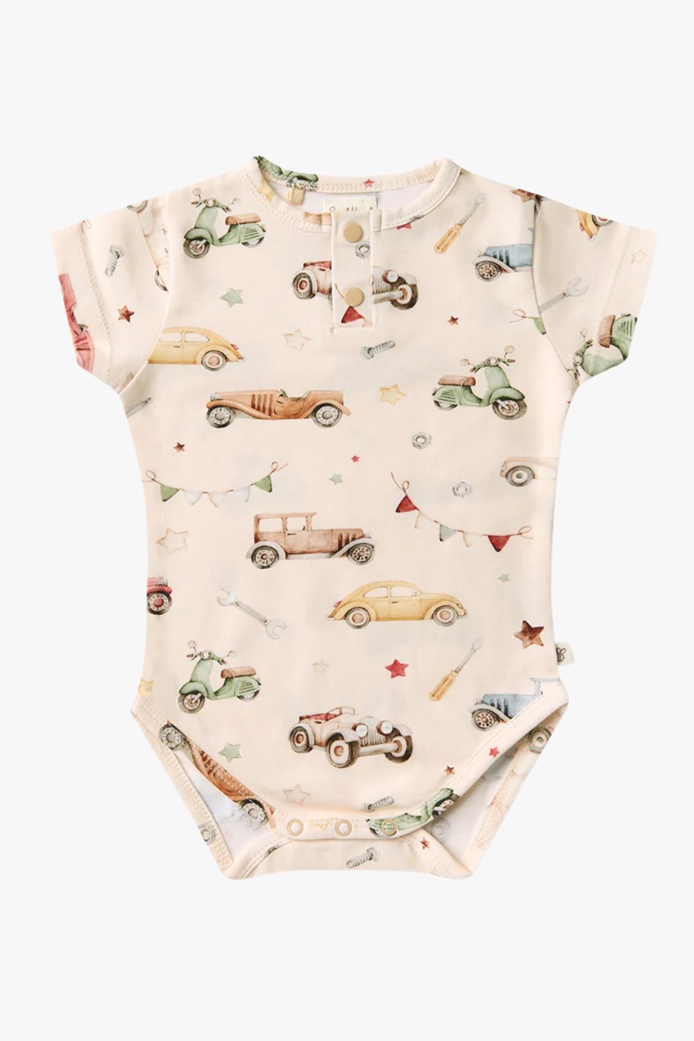 Snuggle Hunny Vintage Cars Short Sleeve Organic Bodysuit