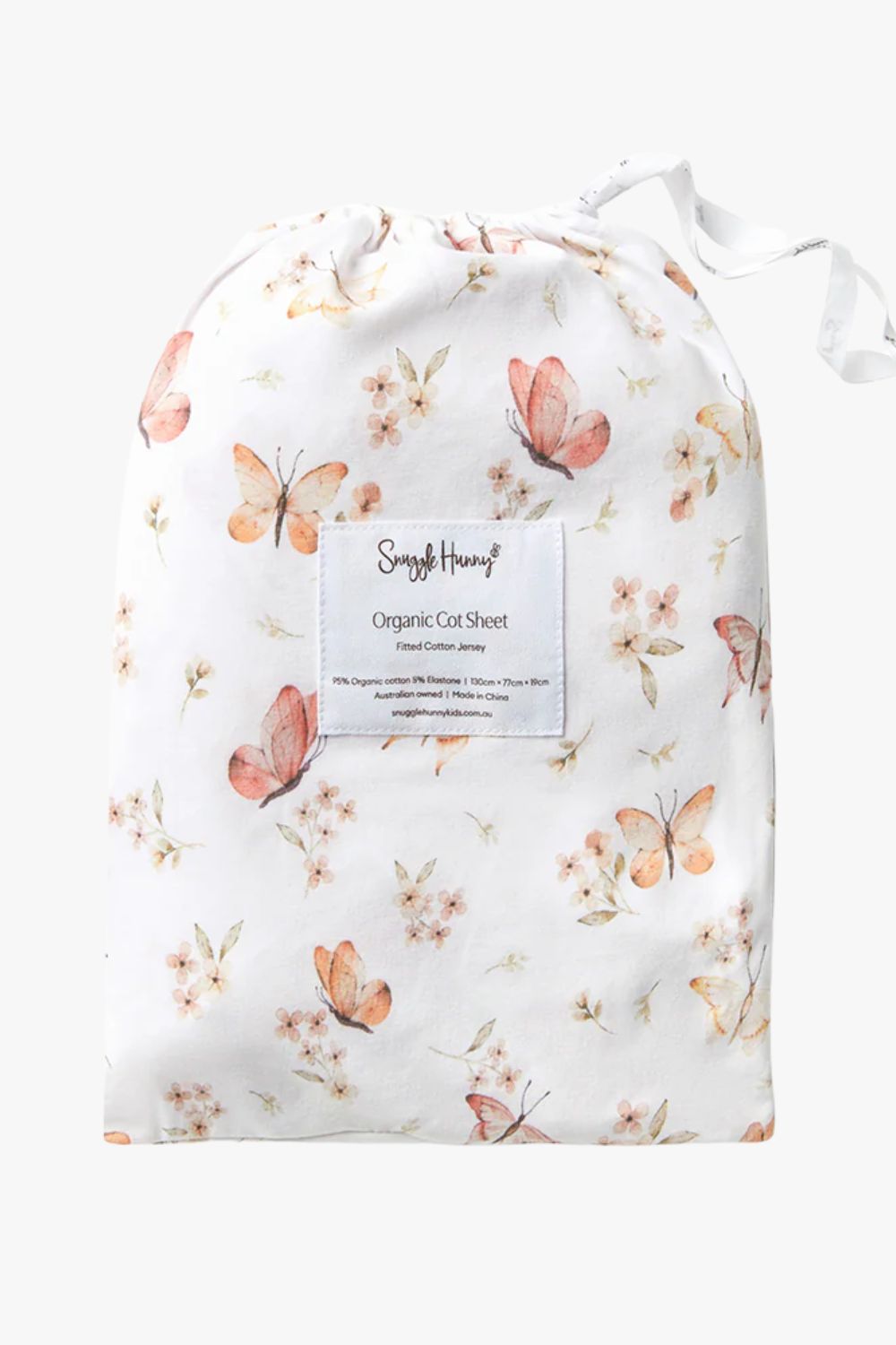 Snuggle Hunny Butterfly Organic Fitted Cot Sheet