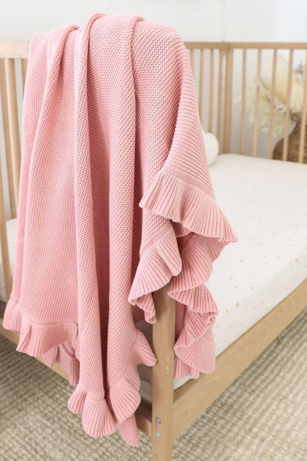 Snuggle Hunny Rosa Ruffle Knit Organic Baby Blanket