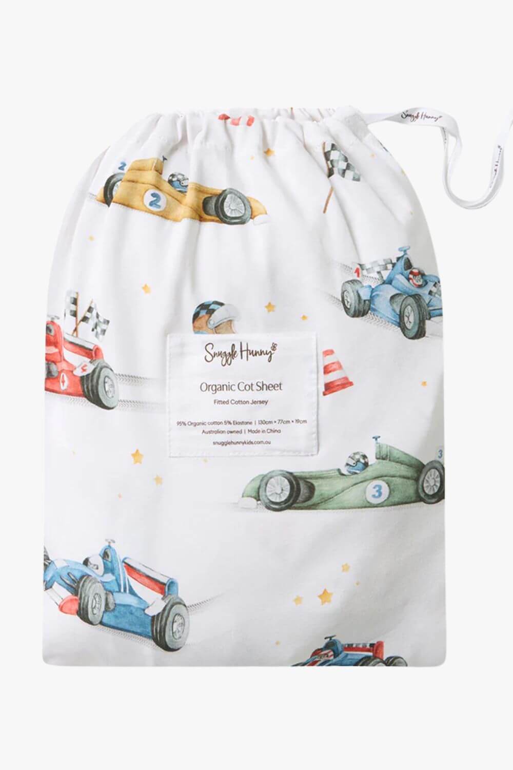 Snuggle Hunny Little Racers Organic Fitted Cot Sheet