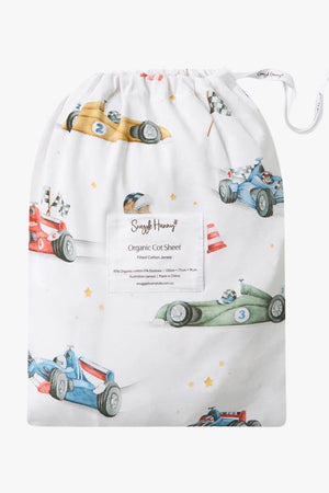 Snuggle Hunny Little Racers Organic Fitted Cot Sheet