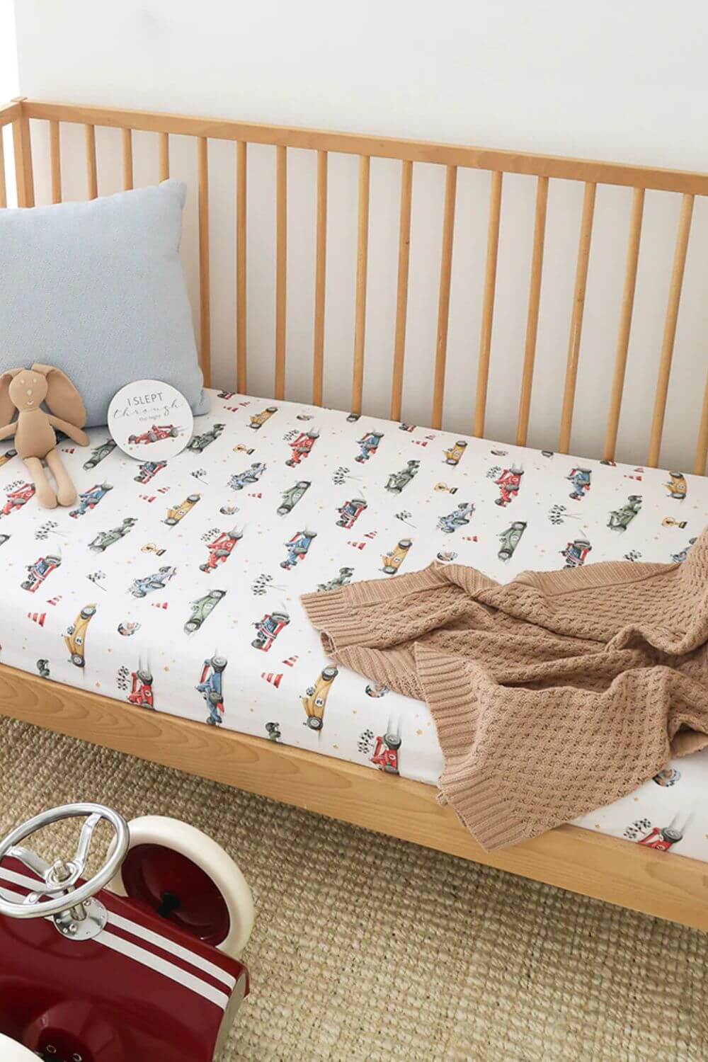 Snuggle Hunny Little Racers Organic Fitted Cot Sheet