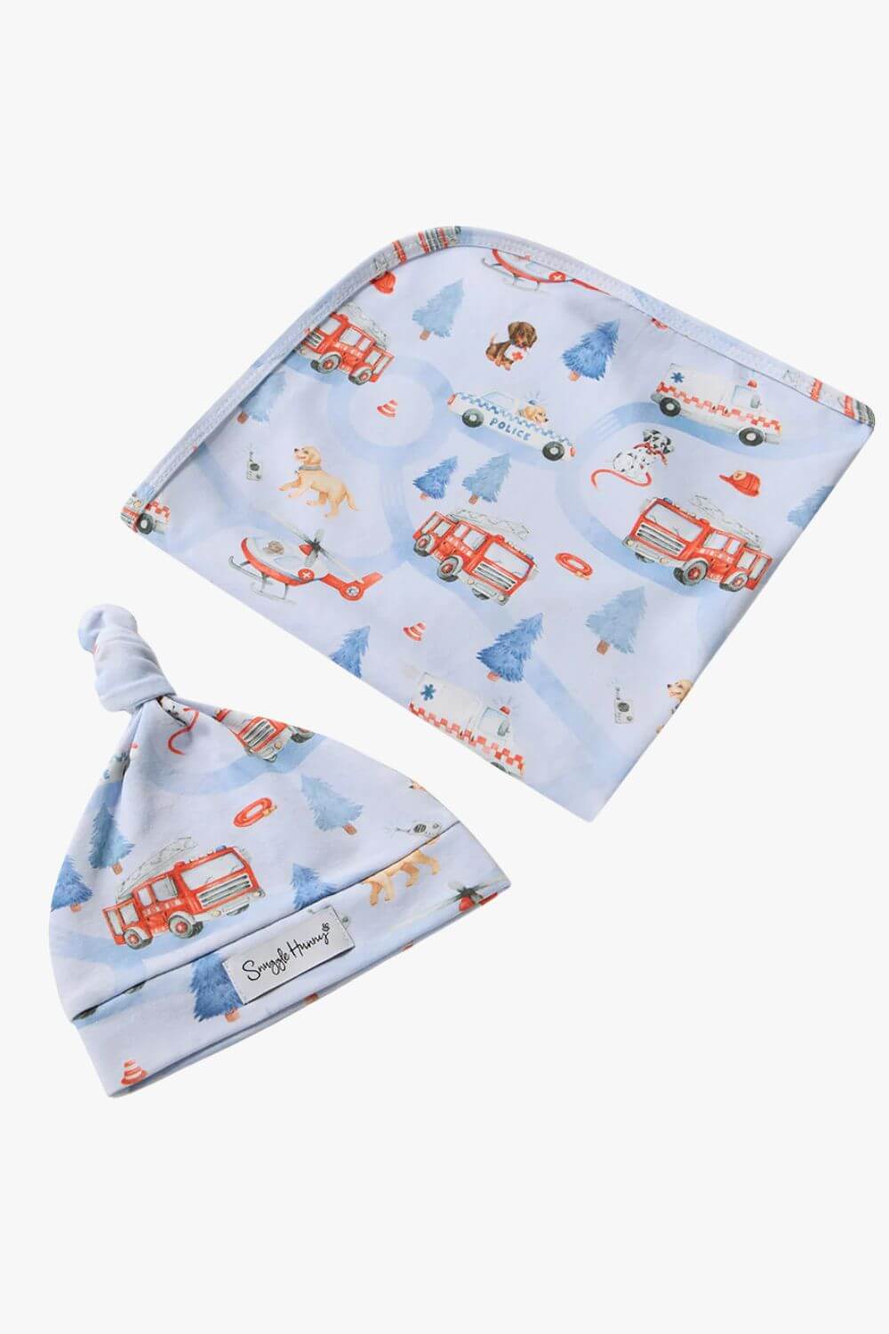 Snuggle Hunny To The Rescue Organic Jersey Wrap & Beanie Set
