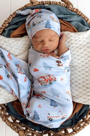 Snuggle Hunny To The Rescue Organic Jersey Wrap & Beanie Set