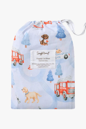 Snuggle Hunny To The Rescue Organic Fitted Cot Sheet