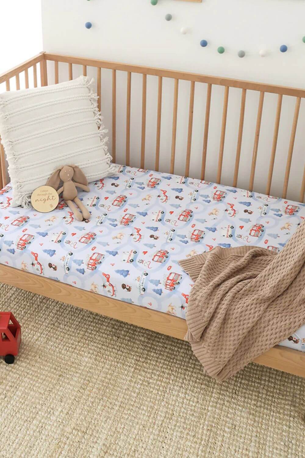 Snuggle Hunny To The Rescue Organic Fitted Cot Sheet