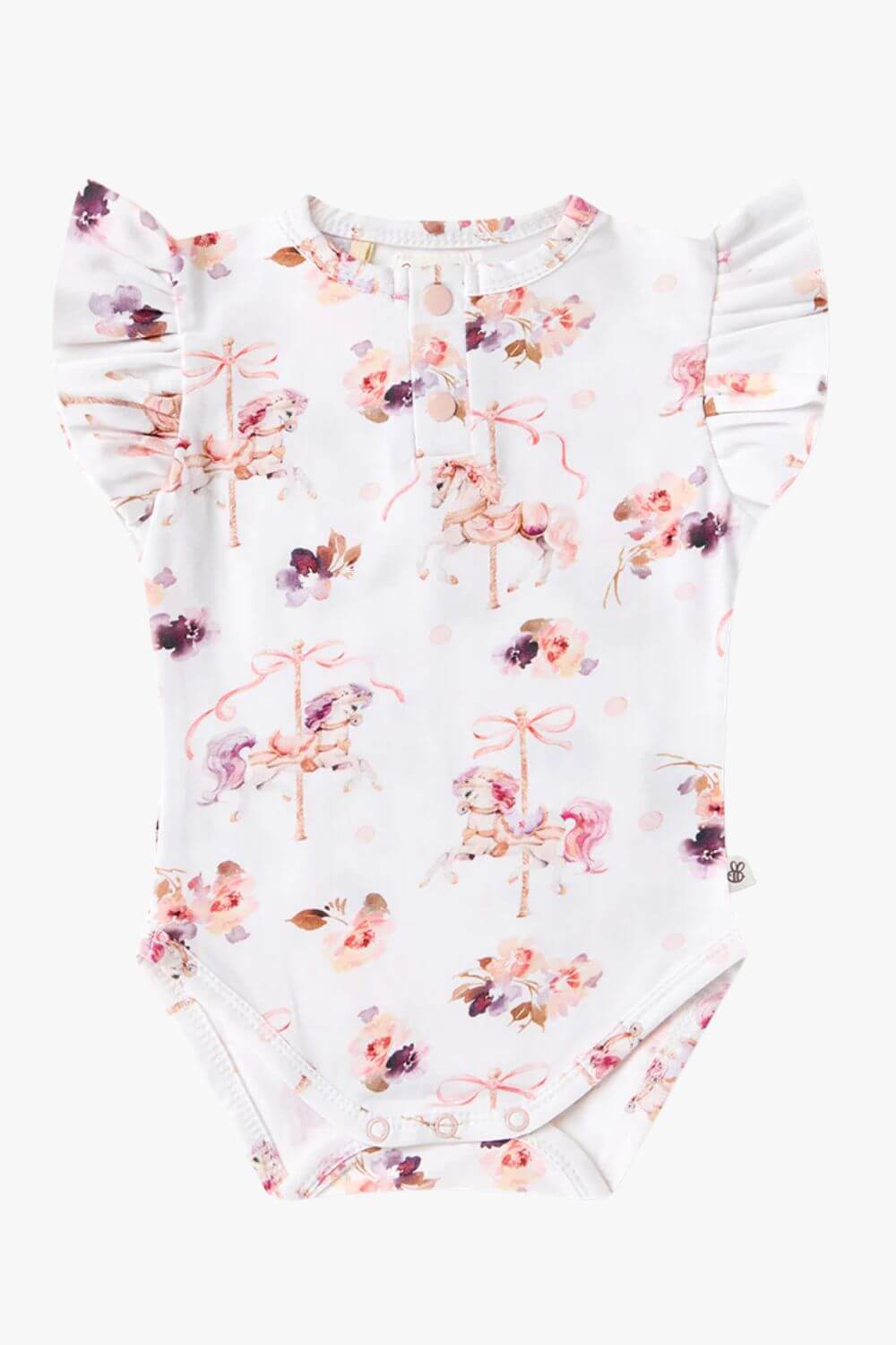Snuggle Hunny Carousel Short Sleeve Organic Bodysuit with Frill