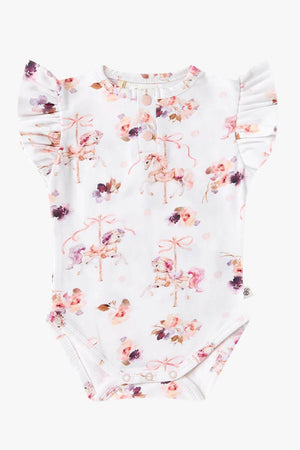Snuggle Hunny Carousel Short Sleeve Organic Bodysuit with Frill