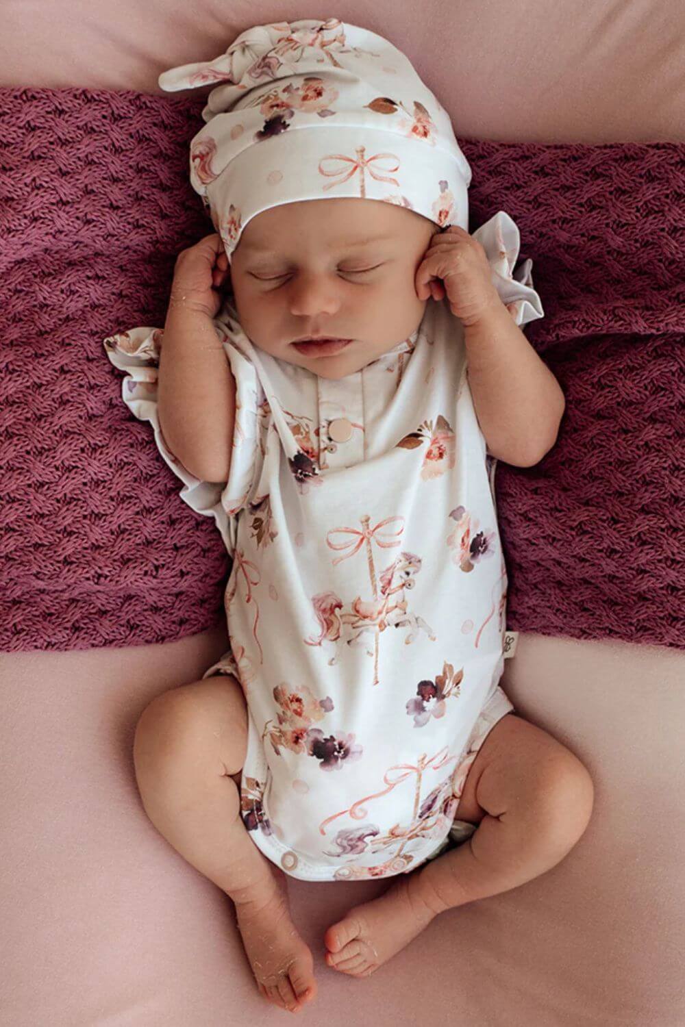 Snuggle Hunny Carousel Short Sleeve Organic Bodysuit with Frill