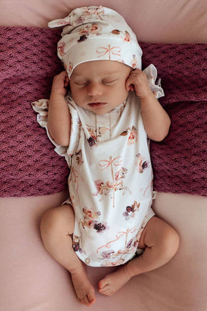 Snuggle Hunny Carousel Short Sleeve Organic Bodysuit with Frill