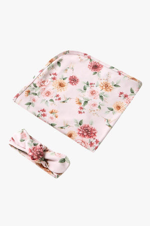 Snuggle Hunny Birds & Blooms Organic Jersey Wrap & Topknot Set
