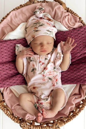 Snuggle Hunny Birds & Blooms Short Sleev Organic Bodysuit with Frill