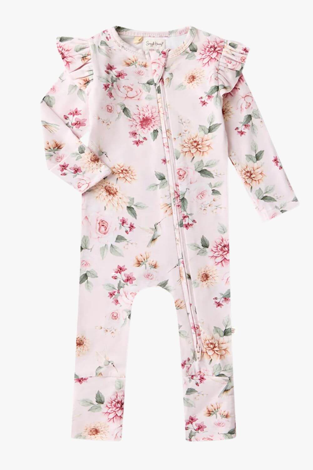 Snuggle Hunny Birds & Blooms Organic Snugglesuit Convertible Romper With Frill